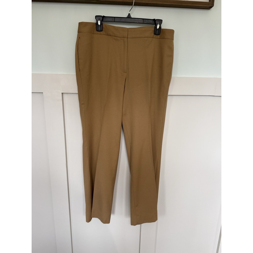 Talbots Wool Blend Dress Pants Size 12 Camel Brown Low Rise Flat Front FLAW